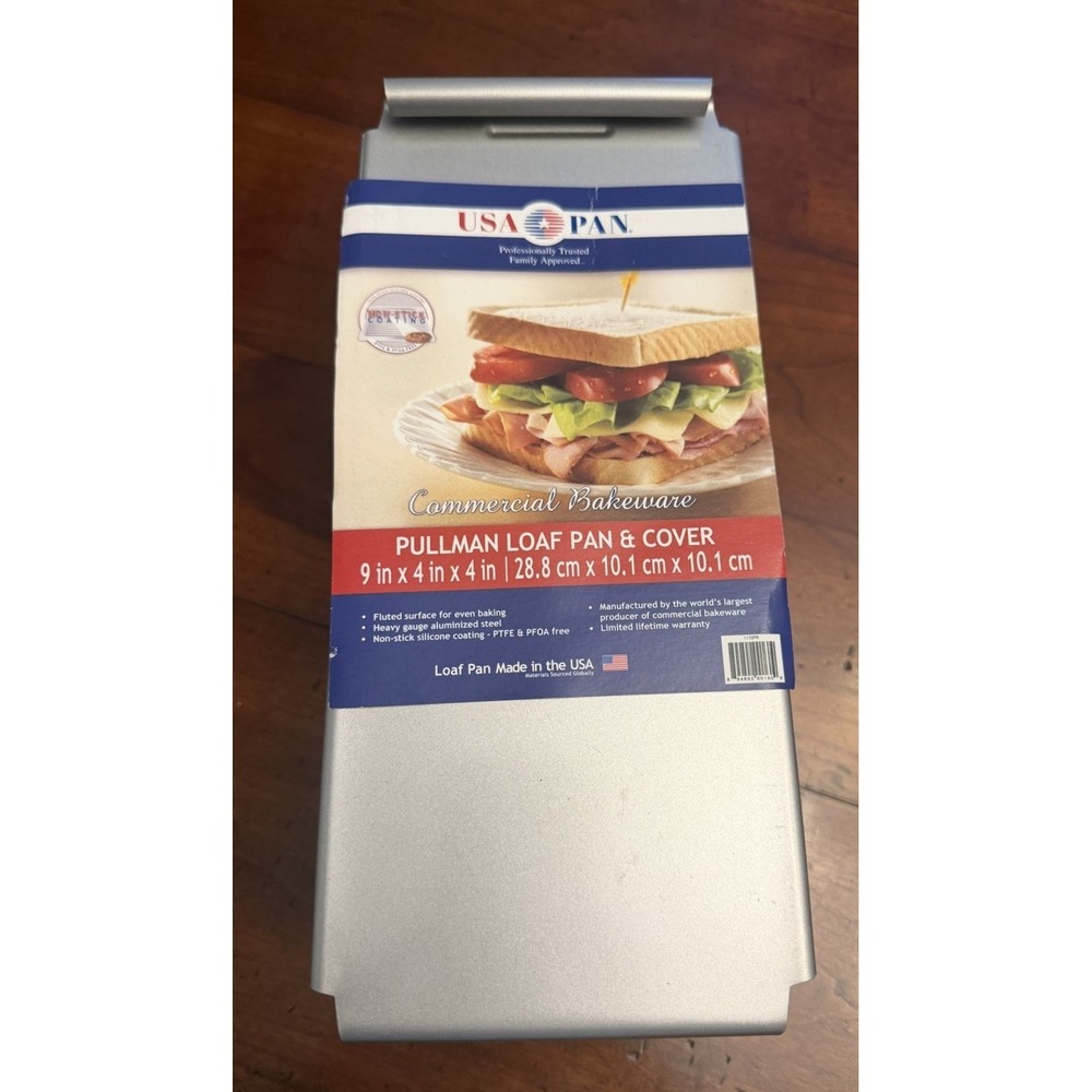 USA Pan Non-Stick Pullman Loaf Pan & Cover - 9x4x4 Brand New Commercial Bakeware